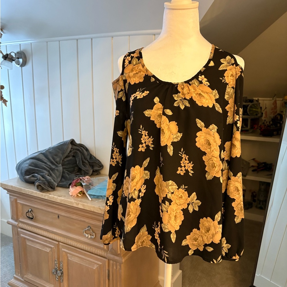 Sienna Sky Black and Yellow Floral Blouse